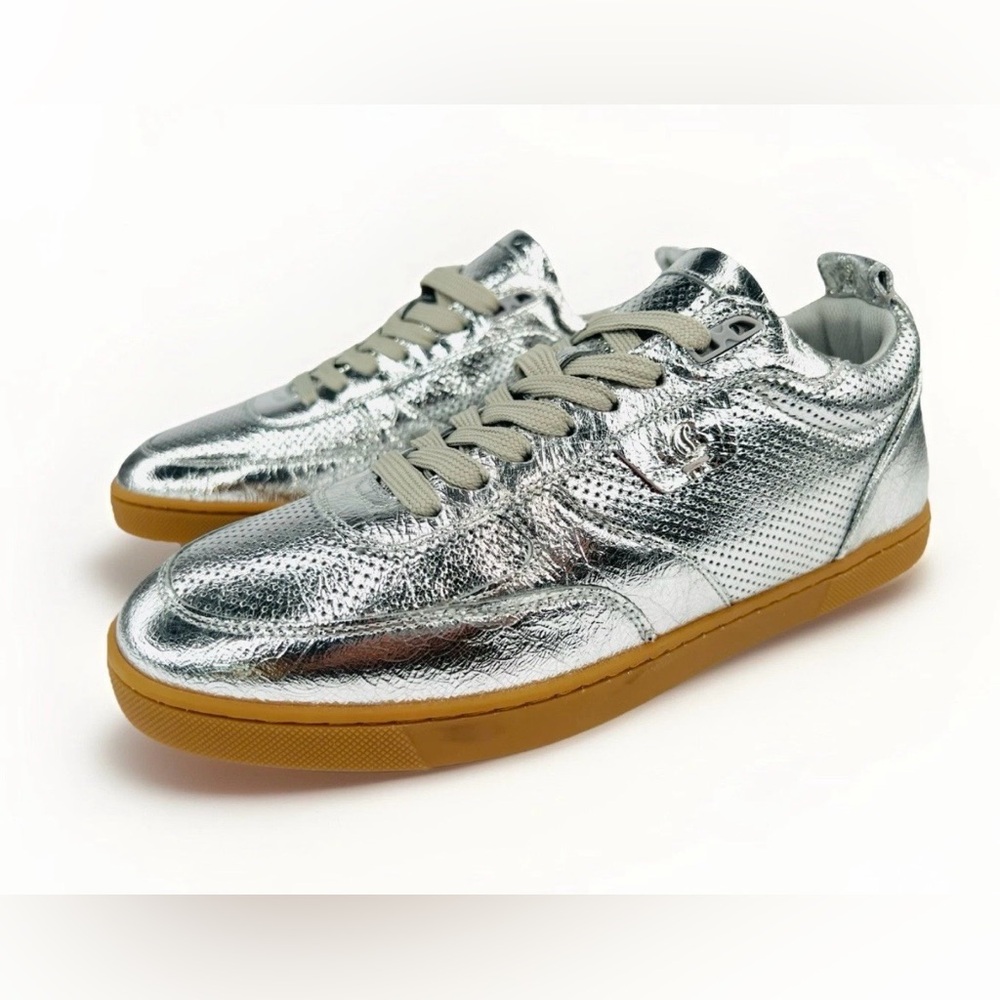 CHRISTIAN LOUBOUTIN Tutti Rui Flat Silver Metallic Men Sneakers EU 45 - US 12